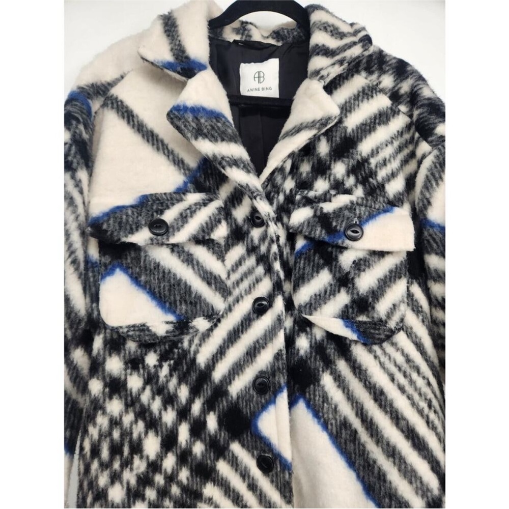 ANINE BING Oakley oversized checked brushed Shirt Jacket size S - Picture 4 of 6